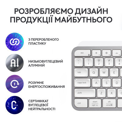 Клавиатура Logitech MX Keys S Wireless UA Pale Grey (920-011588) Винница - изображение 7