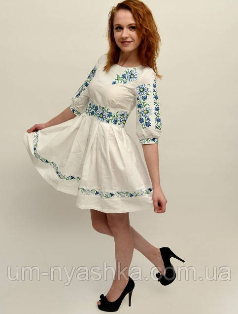 Лляне плаття з вишивкою вишиванка "Польові ромашки" для жінок дівчаток Кривий Ріг - фото 3