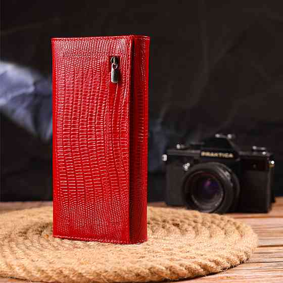 Лакований гаманець для жінок із натуральної фактурної шкіри CANPELLINI 21609 Червоний Київ