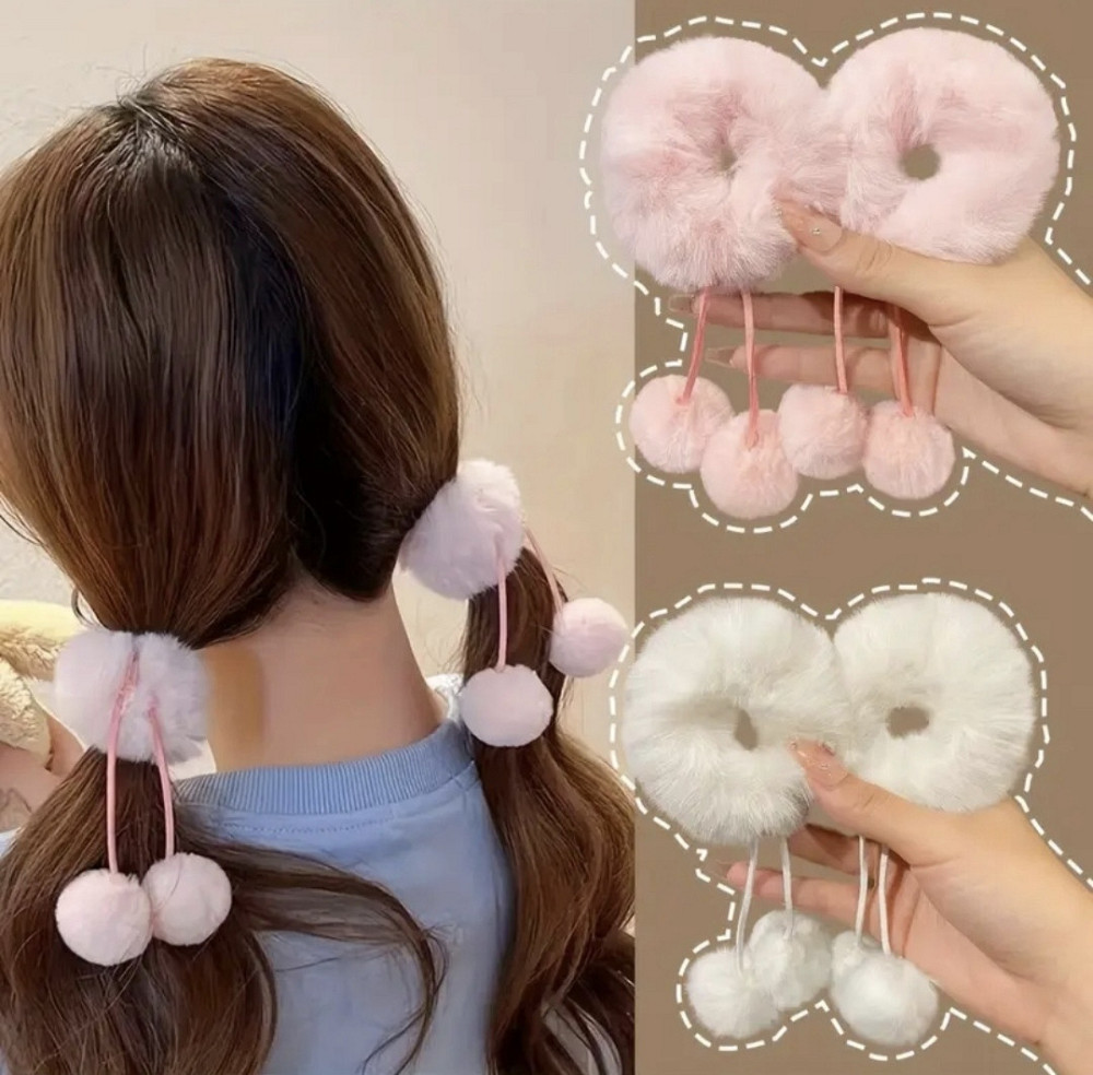 Гумки для волосся з хутра 2 шт Сміла - фото 7