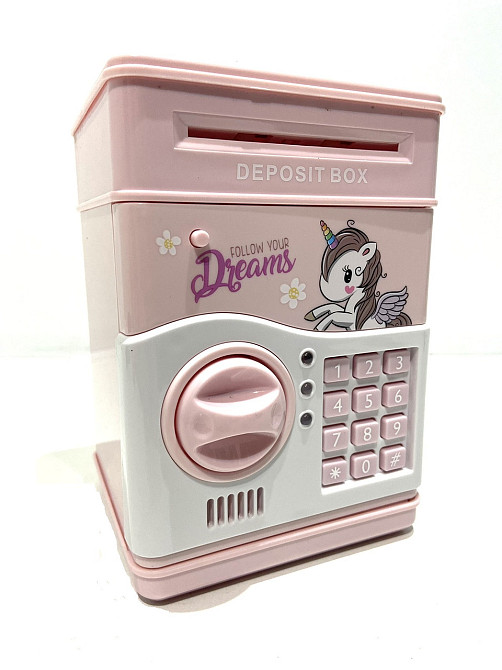 Сейф-скарбничка з кодовим замком та купюроприймачем для паперових грошей та монет Рожевий (MK 4776) Чернігів - фото 1