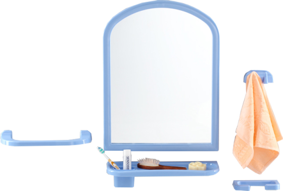 Зеркало с полкой пластик (набор средний 2014) белый/беж Харьков