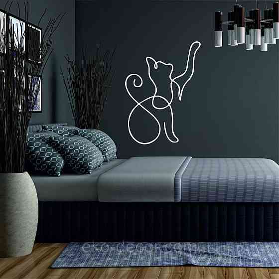 Декоративное настенное 3D Панно «Кот» Декор на стену с объемом 70*51 см, Белый Киев