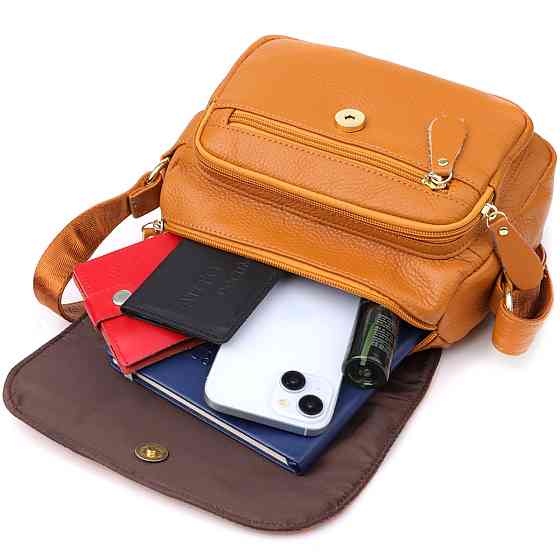 Містка повсякденна сумка з натуральної шкіри для жінок Рудий (Vintage) Київ