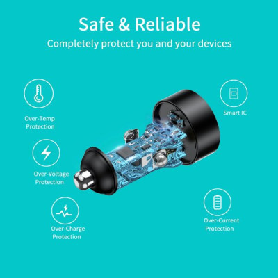 Зарядное устройство Choetech car 2хUSB-C 40W PD black (С0054-BK) Винница - изображение 7