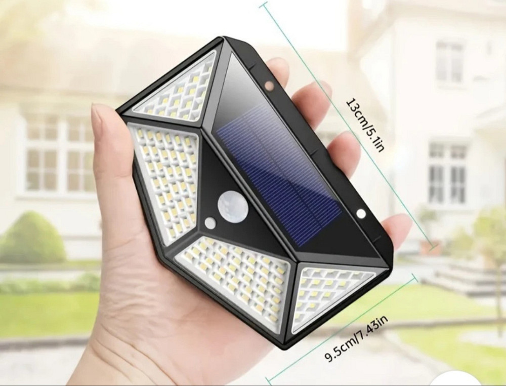 Солнечная лампа настенная с датчиком движения влагозащищенная аккумуляторная 13 на 9,5 см черный Киев - изображение 6