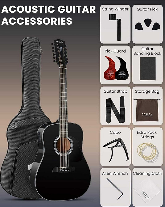 Гітара електро-акустична 12-тиструнна Fesley FDET280 (комплект) Харків - фото 1