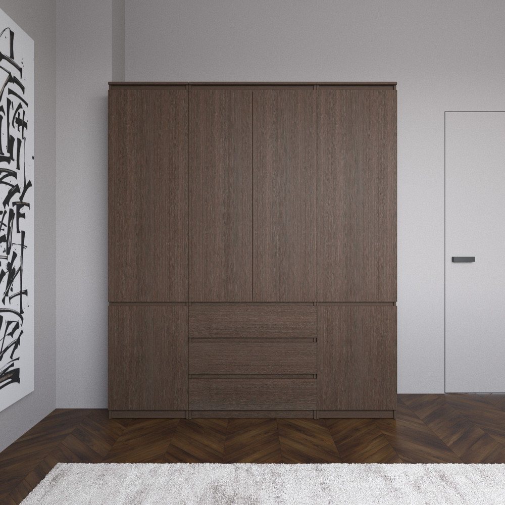 Шафа для одягу VAYS зі штангою та полицями, 3 шухляди, комплект R9+R22-2 Венге Темний Львів - фото 1