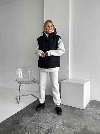 Жіночий теплий жилет з капюшоном плащівка еммі на синтепоні Чорний, 46/48 Одеса