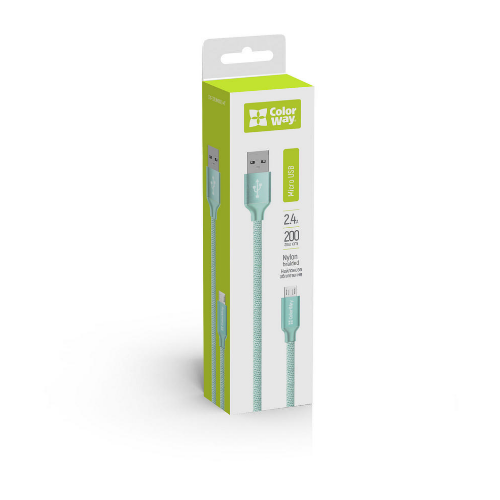 Кабель USB MicroUSB ColorWay CW-CBUM009-MT 2,4A 2м м'ятний Житомир