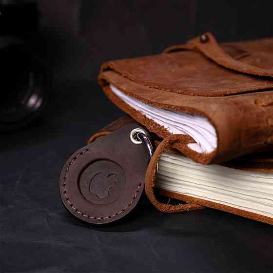 Надійний брелок-тримач для Apple AirTag із вінтажної шкіри GRANDE PELLE 11615 Коричневий Київ