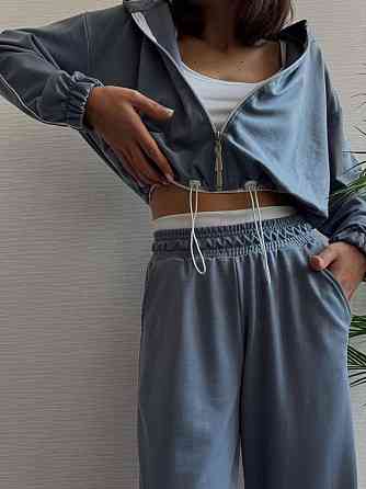 Женский прогулочный костюм тройка: кофта топ и штаны  двунить + микродайвинг Джинс, 42/44 Одесса