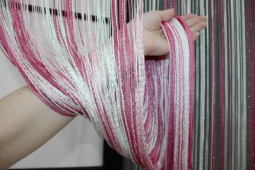 Шторы-нити с люрексом Малиновый с белым 300х300см 1 шт (61-037) Киев - изображение 7