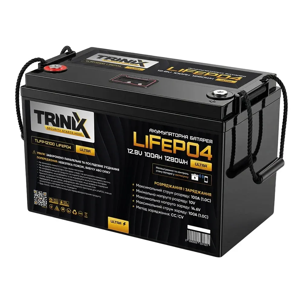 Акумуляторна батарея літій-залізо-фосфатна 12.8В 100А*год Trinix TLFP-12100 Ultra LiFePO4 з Bluetooth (Black) (44-00085) Київ - фото 12