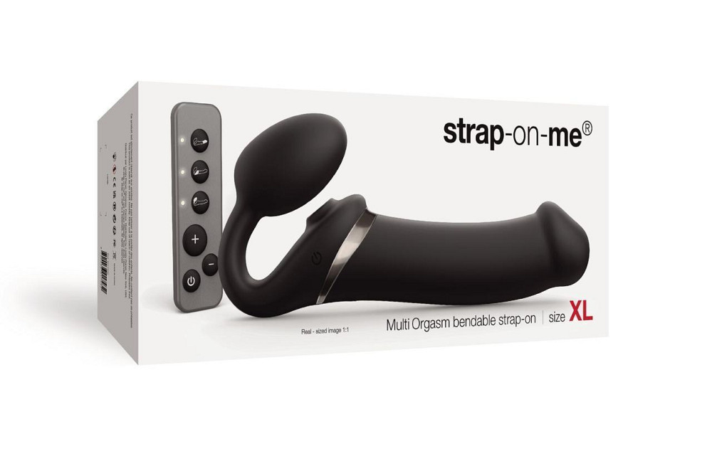 Безремневой вибрострапон с вакуумной стимуляцией Strap-On-Me MULTI ORGASM Black XL, регулируемый Sex Aura Киев - изображение 8