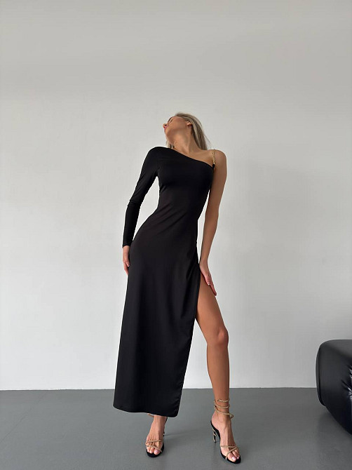 Жіноча елегантна святкова сукня з ланцюжком на спині еластичний мікродайвінг Одеса - фото 2