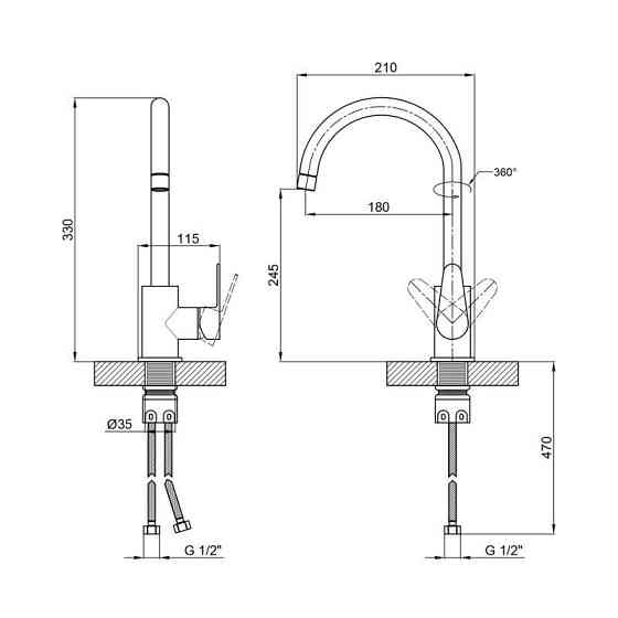 Змішувач для кухні Lidz Vida 04U-SFS (LD014VI43355) сатин Київ
