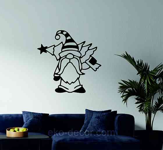 Декоративное настенное Панно «Гном», Декор на стену 70*70 см, Черный Киев