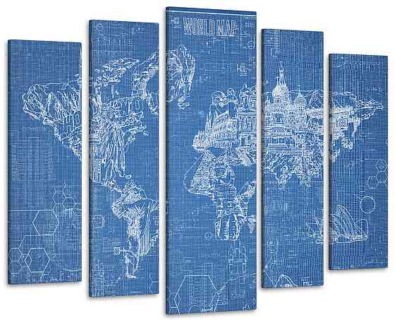 Модульна картина Карта світу Art-487_5 ( 80х118см ) Київ