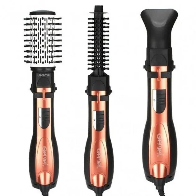 Фен-щітка для волосся GEMEI GM-4828, потужність 1000 Вт, 3 теплові режими, обертання шнура, 3 насадки пт Одеса - фото 3