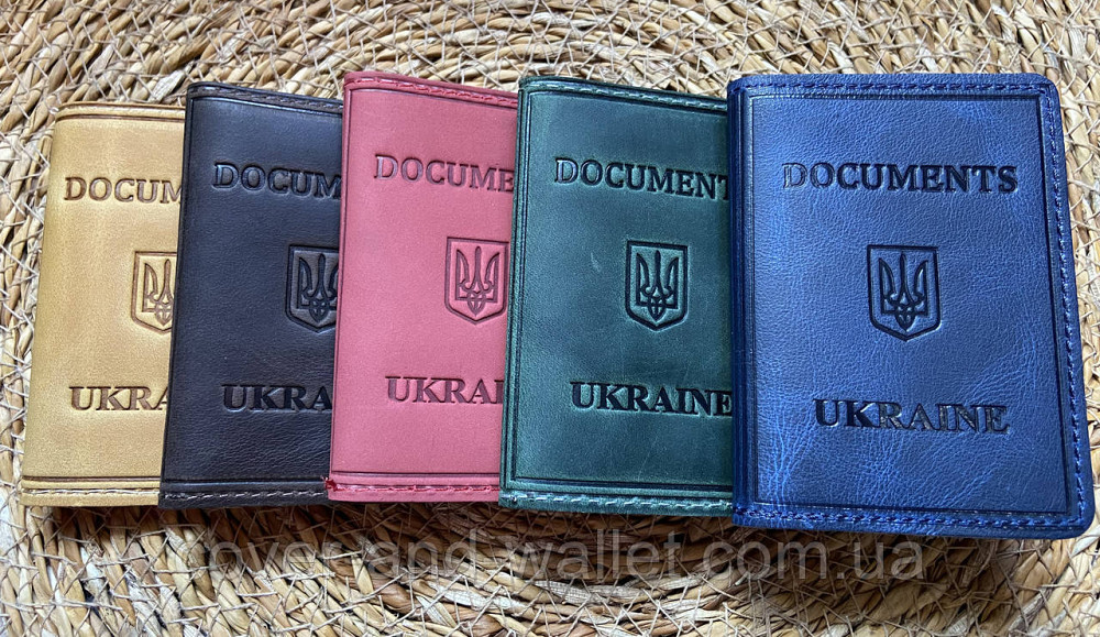 Обкладинка на права та ID паспорт синього кольору з гербом України ST Leather Київ - фото 8