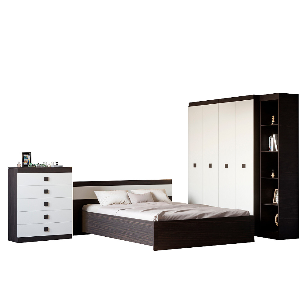 Спальня Соната Еверест Комплект 10 (модульна -5 елементів) венге темний + білий (DTM-2604) Львів - фото 2