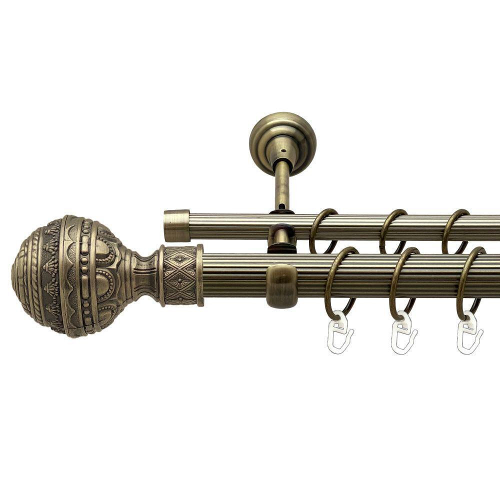 Карниз Orvit Арабеска металевий дворядний відкритий рифлена труба кільце металеве Антик 25\16 мм 160 см Львов - изображение 1