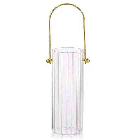 Декоративна скляна ваза для квітів із ручкою 24.5 см Київ