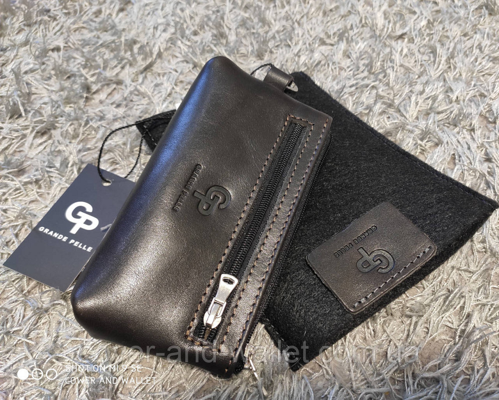 Стильна шкіряна ключниця ручної роботи Grande Pelle Borsetta (коричнева) Київ - фото 2