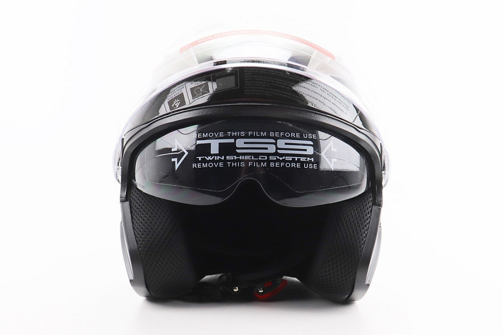 Шолом відкритий+відкидні окуляри BLD-708 S (55-56см), ЧОРНИЙ глянець Київ - фото 5