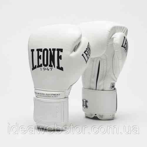 Боксерські рукавиці Leone Greatest White білі шкіряні для боксу тренувань і спарингу 10 унцій Київ