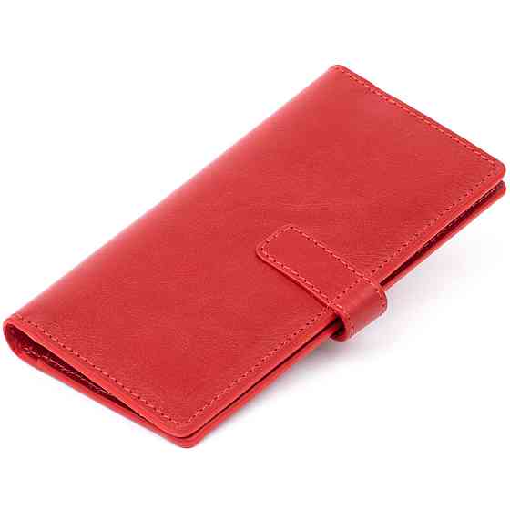 Вертикальный женский бумажник глянцевый Anet на кнопке GRANDE PELLE 11325 Красный Киев