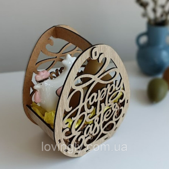 Пасхальный подарочный набор с керамической курочкой и свечами. Ирпень