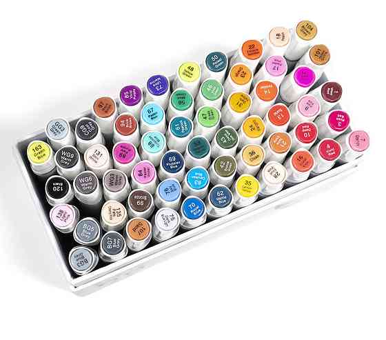 Набір професійних маркерів двосторонніх 60 штук Rich New для малювання і скетчинга на спиртовій основі Кам'янець-Подільський