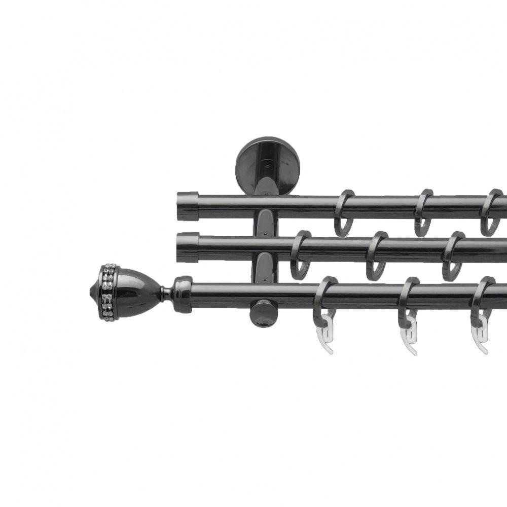 Карниз Orvit Етернія металевий трирядний циліндр (20 см) гладка труба кільце фасонне металеве  Онікс 16\16\16 мм 200 см (4763384) Львів - фото 1