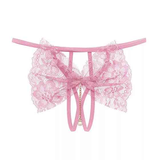 Еротичні трусики з розрізом рожеві - розмір універсальний, резинка до 88см Київ