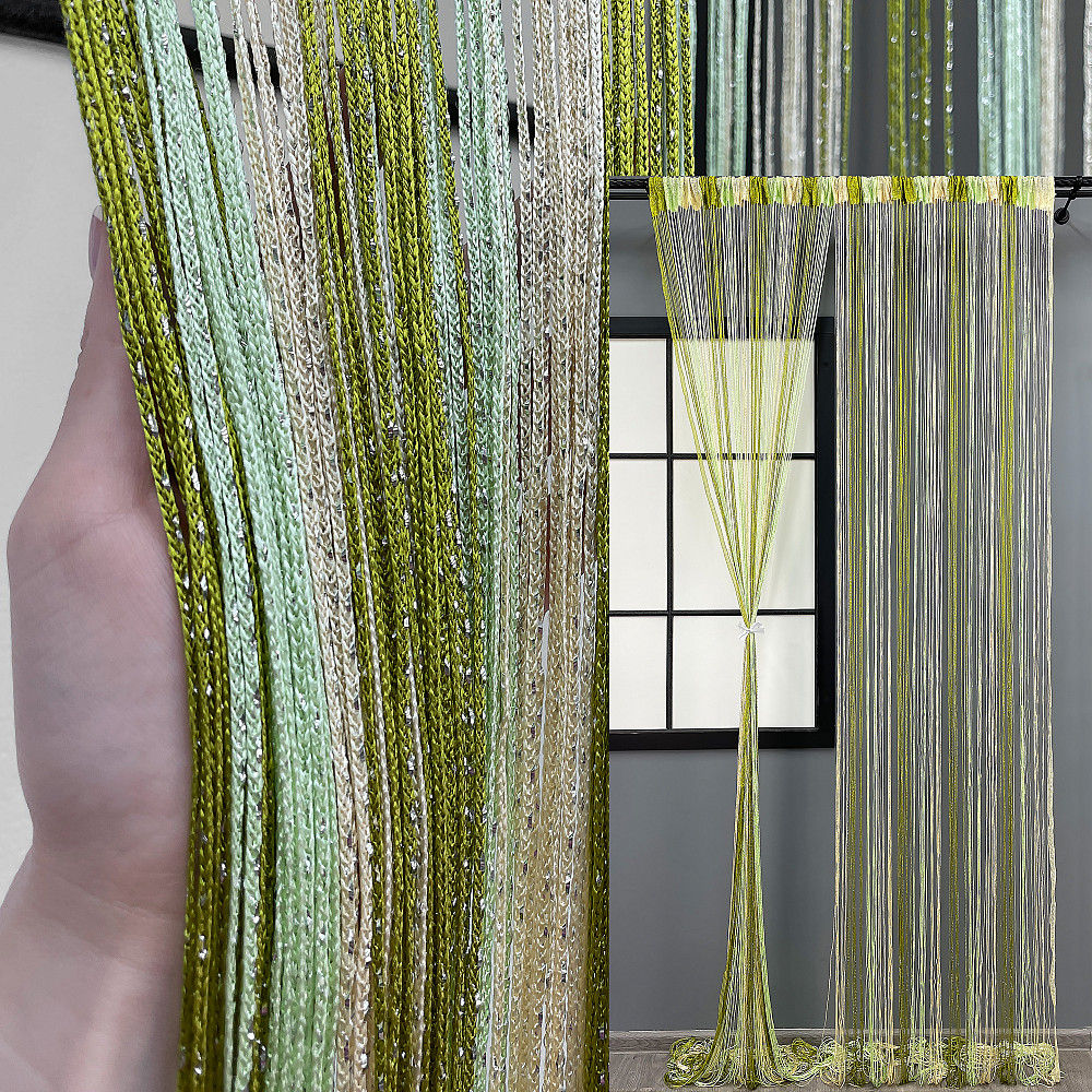 Штори-нитки "Кісея" з люрексом Оливковий з салатово-бежевим 300х300см 1 шт (61-077) Київ - фото 1