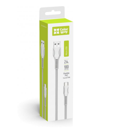 Кабель USB MicroUSB ColorWay CW-CBUM028-WH 2,4A 1м білий Житомир
