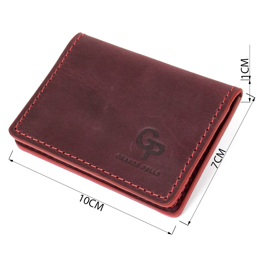Кожаная визитница Бордовый (GRANDE PELLE) Киев - изображение 7