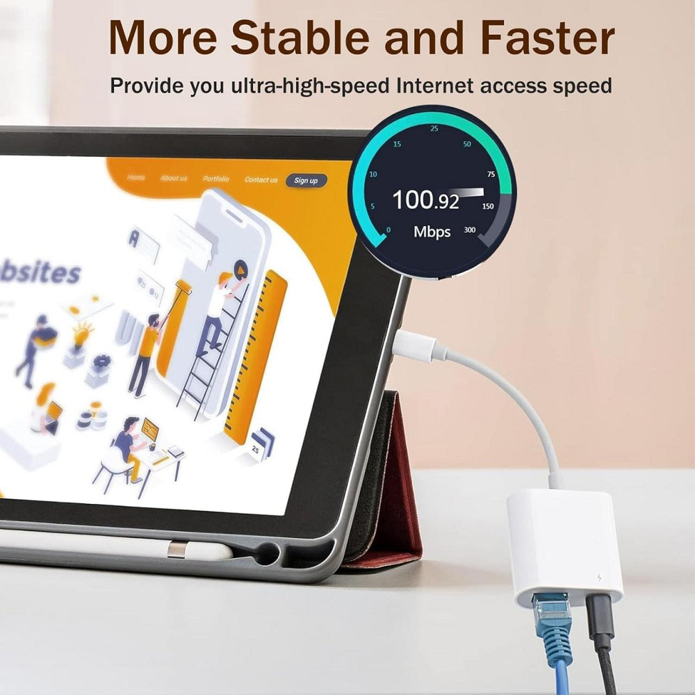 Адаптер Lightning в RJ45 Ethernet LAN для iPhone iPad iPod с зарядным портом 2 в 1 белый Киев - изображение 6