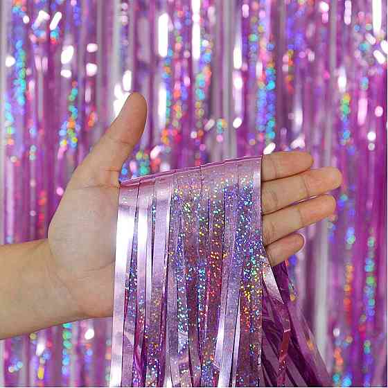 Дощик для фотозони довгий з голограмою 4 м на 1 м рожевий Київ