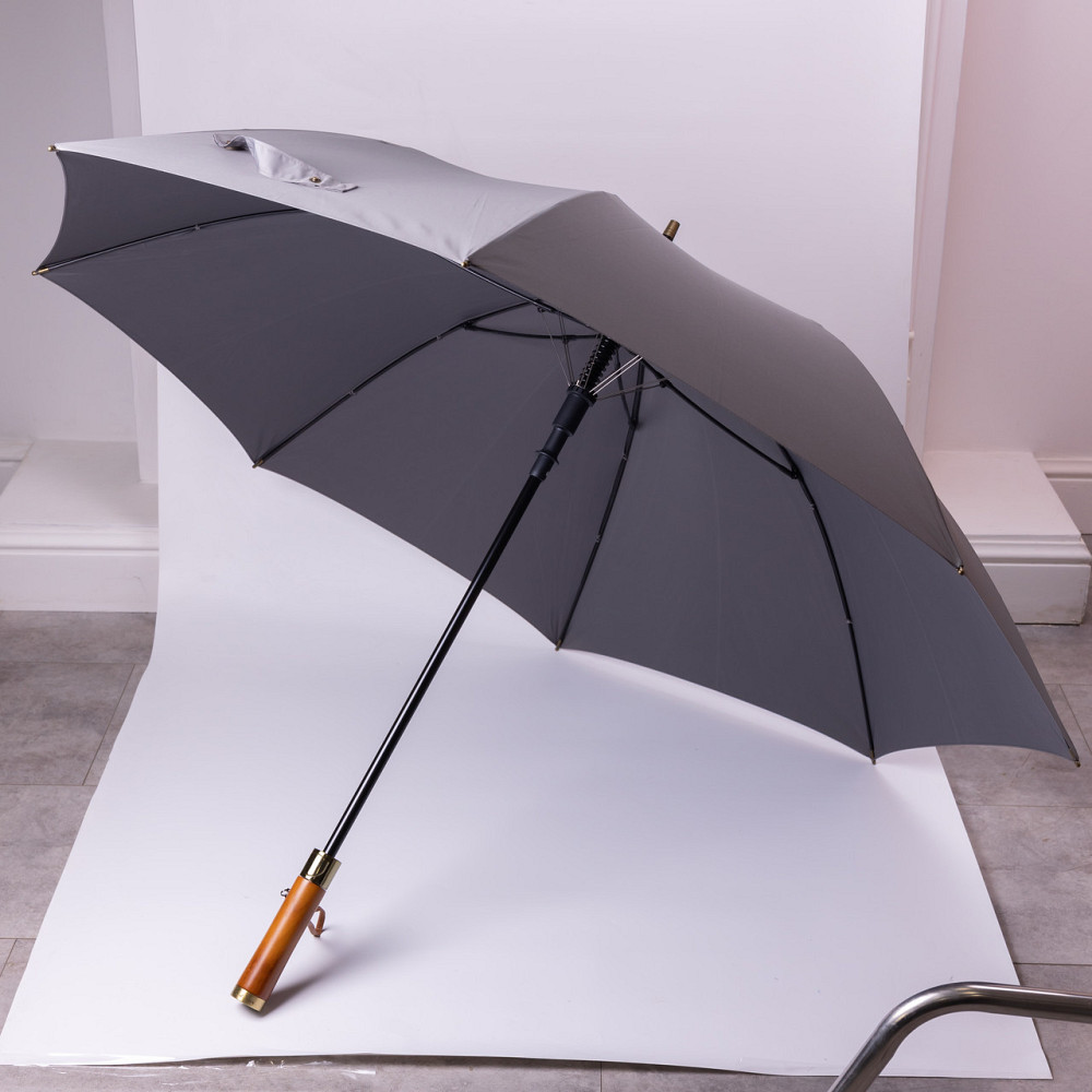 Класична парасолька-тростина напівавтомат з поліестеру 8 спиць діаметр 124 см Сірий HP-23-6G Коломыя - изображение 8