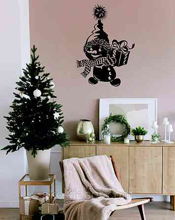 Декоративное настенное Панно «Снеговик», Декор на стену 110*77 см, Черный Киев