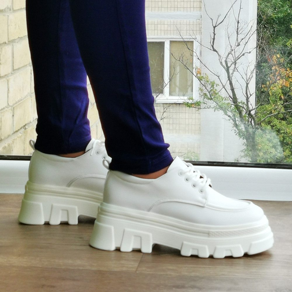 Женские Белые Туфли Кроссовки на Танкетке Броги Кожаные Оксфорды Мокасины (размеры: 36,37,38,39,40,41) - 7-21 Днепр - изображение 9