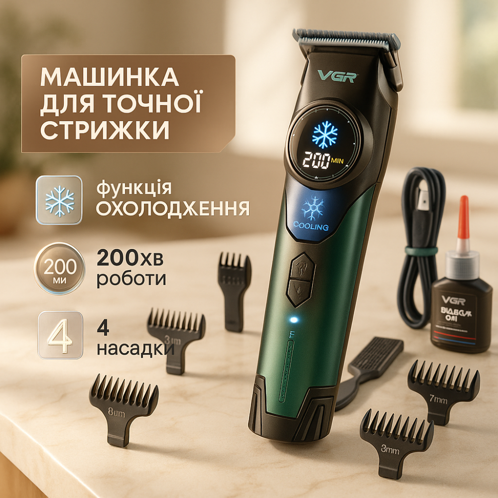 Тример для складної стрижки волосся VGR, Машинка для стрижки волосся з мотором Тример скронь YM-15 Львів - фото 20