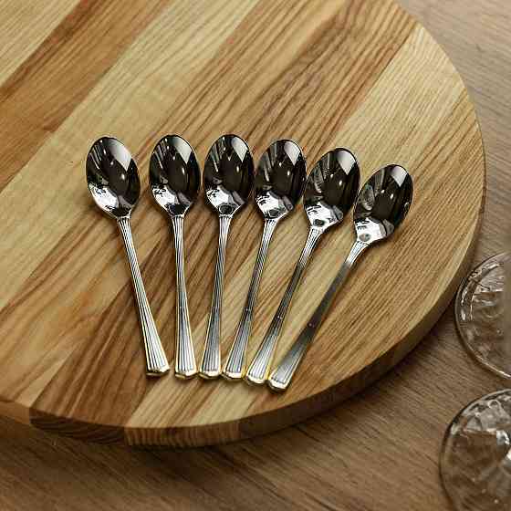 Кофейные ложки из нержавеющей стали, 6 штук, серебро с золотом Киев