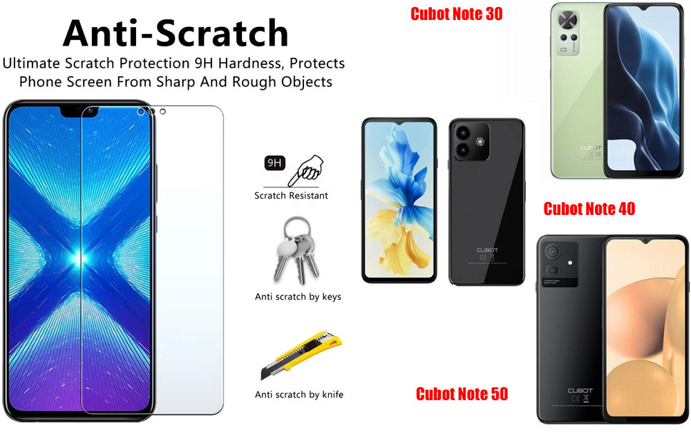 Защитное стекло NeoGlass для Cubot Note 30, Cubot Note 40, Cubot Note 50 – ультрапрозрачное и устойчивое Киев - изображение 1