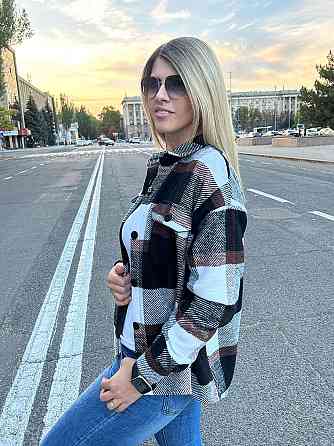 Женская теплая рубашка в клетку 