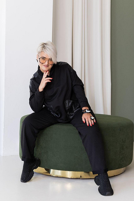 Жіночий стильний костюм  вільного крою двунитка +плащівка Одеса - фото 8