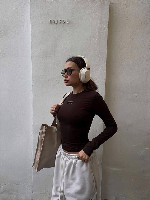 Жіночий стильний молодіжний лонгслів із написом турецький кулір Шоколад, 44/46 Одеса - фото 3